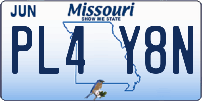MO license plate PL4Y8N