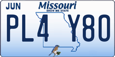 MO license plate PL4Y8O