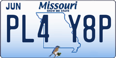 MO license plate PL4Y8P