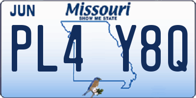 MO license plate PL4Y8Q