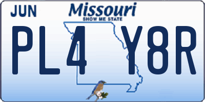 MO license plate PL4Y8R