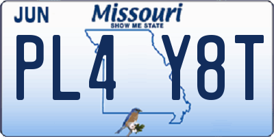 MO license plate PL4Y8T