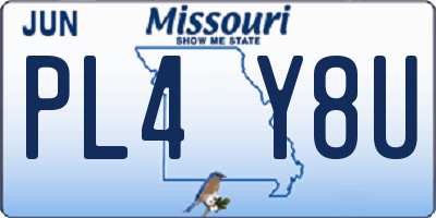 MO license plate PL4Y8U