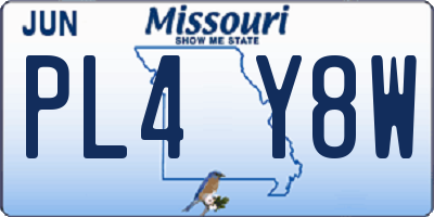 MO license plate PL4Y8W