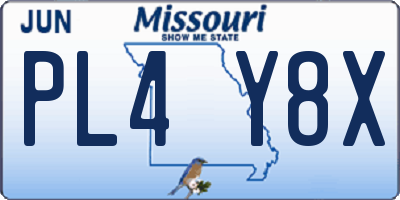 MO license plate PL4Y8X