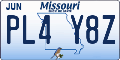 MO license plate PL4Y8Z