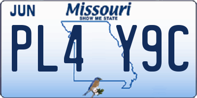 MO license plate PL4Y9C