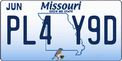 MO license plate PL4Y9D