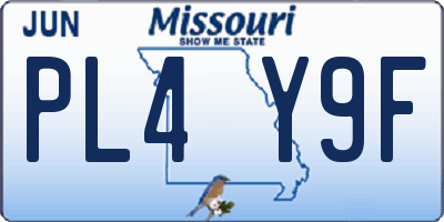 MO license plate PL4Y9F