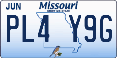 MO license plate PL4Y9G