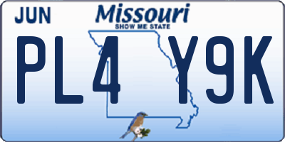 MO license plate PL4Y9K