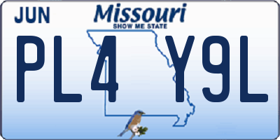 MO license plate PL4Y9L