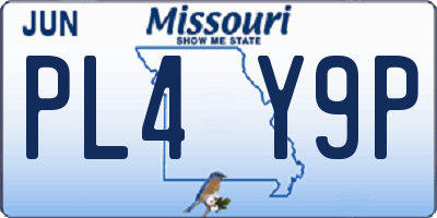 MO license plate PL4Y9P