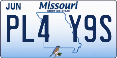 MO license plate PL4Y9S