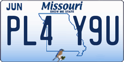 MO license plate PL4Y9U