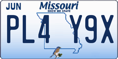 MO license plate PL4Y9X