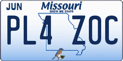 MO license plate PL4Z0C