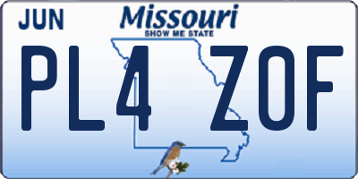 MO license plate PL4Z0F