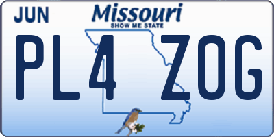 MO license plate PL4Z0G