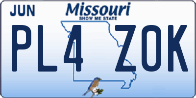 MO license plate PL4Z0K