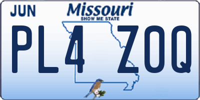 MO license plate PL4Z0Q