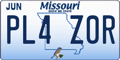 MO license plate PL4Z0R