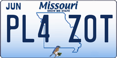 MO license plate PL4Z0T