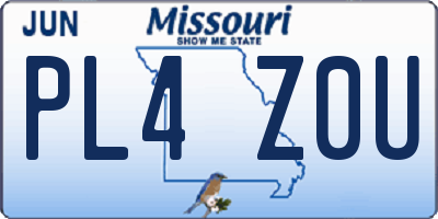 MO license plate PL4Z0U
