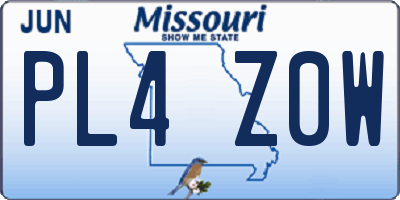 MO license plate PL4Z0W