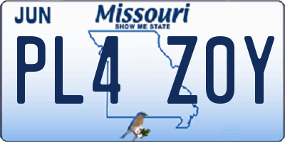 MO license plate PL4Z0Y