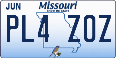 MO license plate PL4Z0Z
