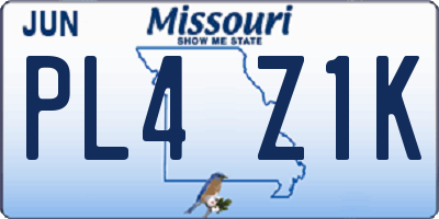 MO license plate PL4Z1K