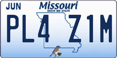 MO license plate PL4Z1M