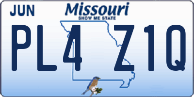 MO license plate PL4Z1Q