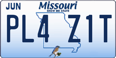 MO license plate PL4Z1T