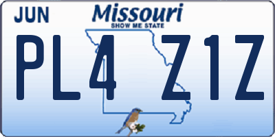 MO license plate PL4Z1Z