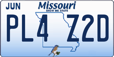 MO license plate PL4Z2D