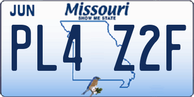 MO license plate PL4Z2F