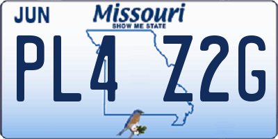 MO license plate PL4Z2G