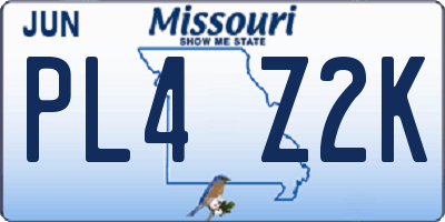 MO license plate PL4Z2K