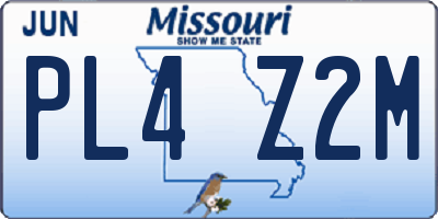 MO license plate PL4Z2M