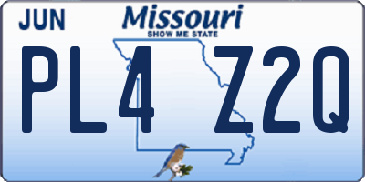 MO license plate PL4Z2Q