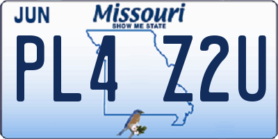 MO license plate PL4Z2U