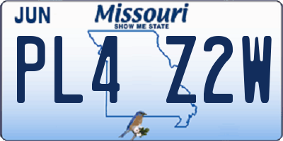 MO license plate PL4Z2W