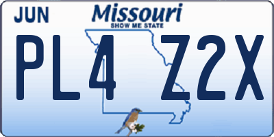 MO license plate PL4Z2X