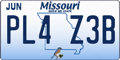 MO license plate PL4Z3B