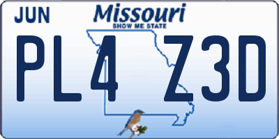 MO license plate PL4Z3D