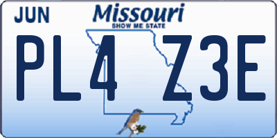 MO license plate PL4Z3E