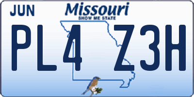MO license plate PL4Z3H