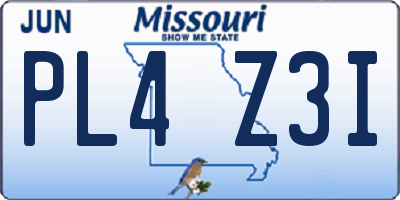 MO license plate PL4Z3I